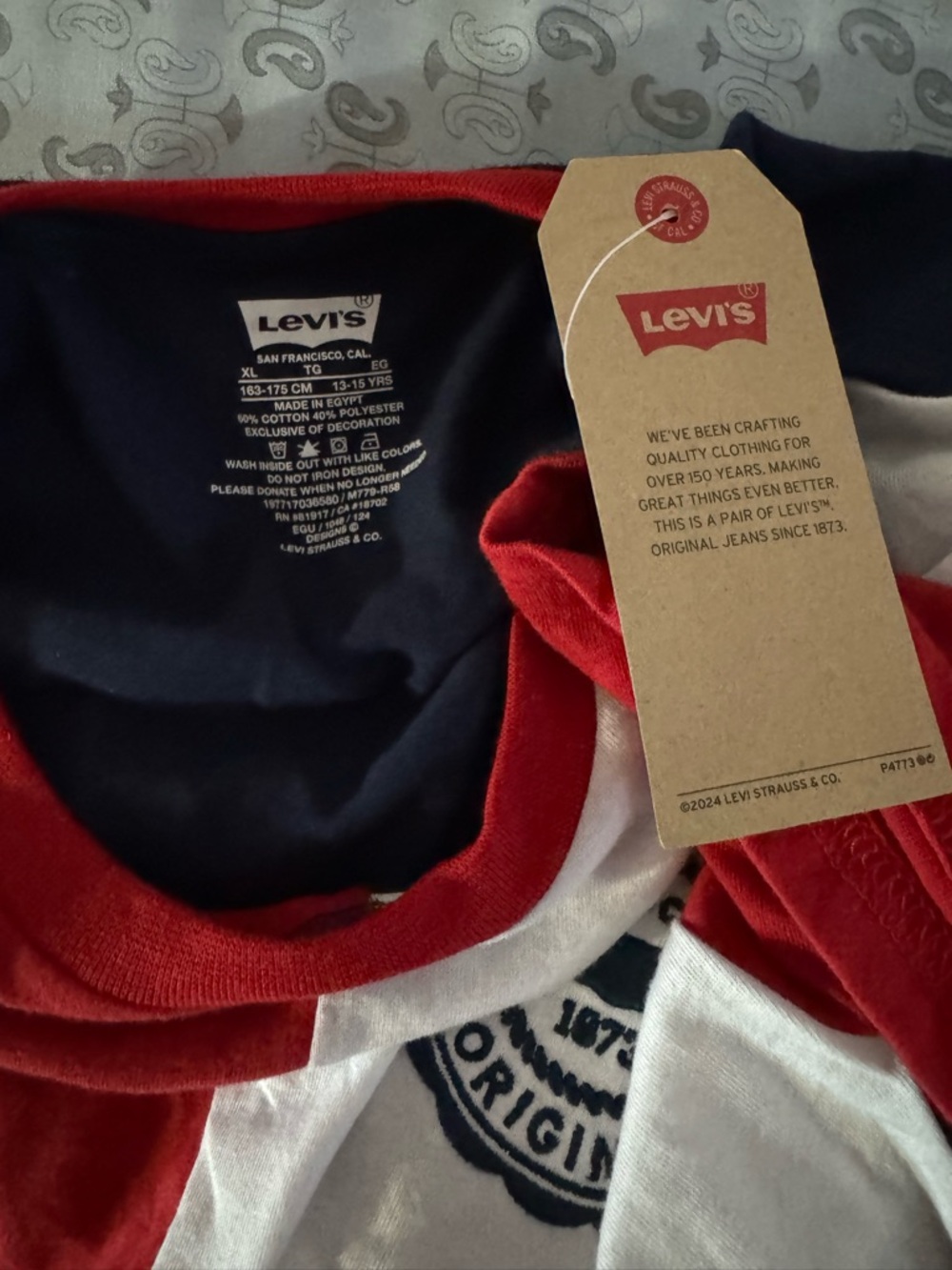 NWT Levi's Kids Red White Blue Colorblock Short Sleeve Tee - Picture 6 of 6